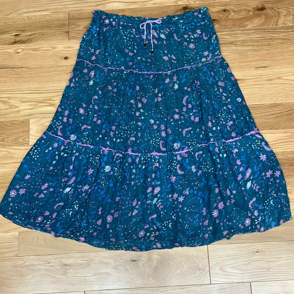 Vintage 70s hippie tiered floral skirt XL